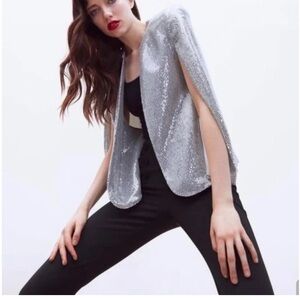 NWOT Zara Silver cape